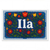 Ila Name Art - Floral Farmhouse personalized wall print for kids