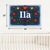 Ila Name Art - Floral Farmhouse personalized wall print for kids