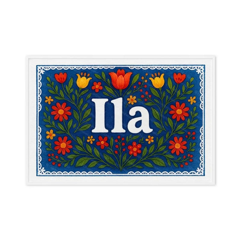 Ila Name Art - Floral Farmhouse personalized wall print for kids
