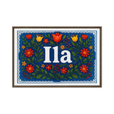 Ila Name Art - Floral Farmhouse personalized wall print for kids