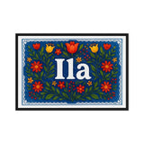 Ila Name Art - Floral Farmhouse personalized wall print for kids