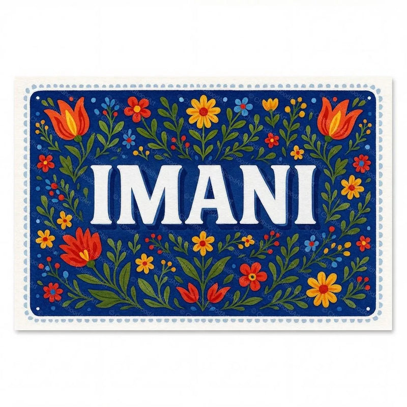 Imani Name Art - Floral Farmhouse personalized wall print for kids