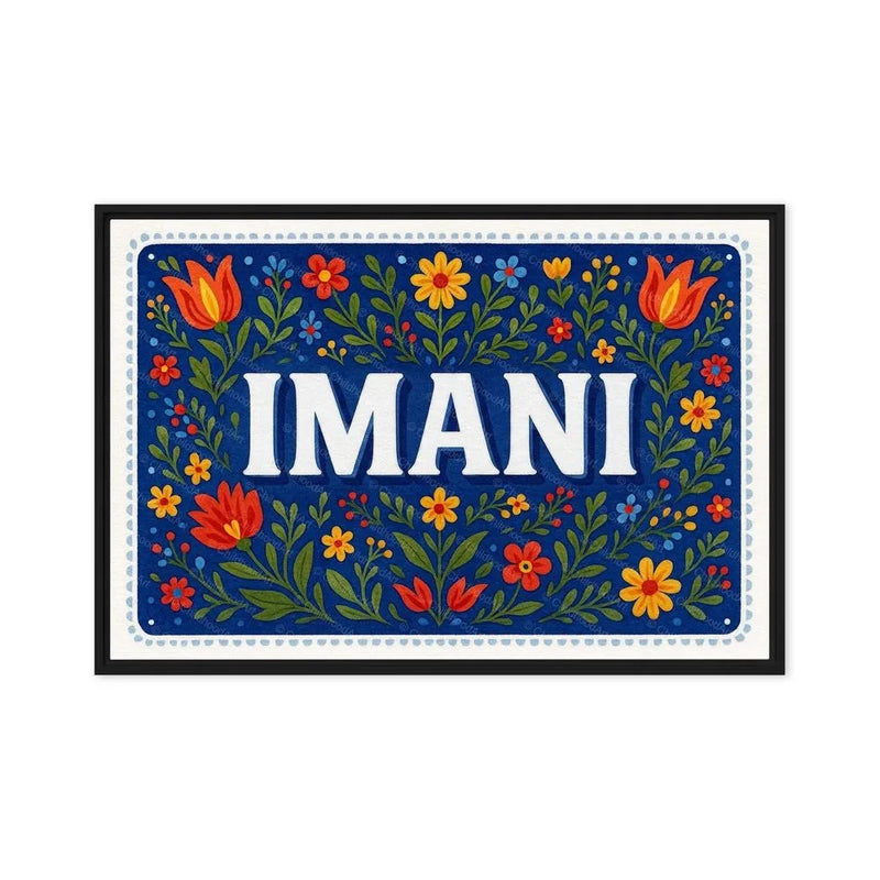 Imani Name Art - Floral Farmhouse personalized wall print for kids