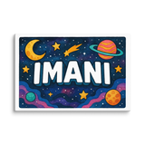 Imani Name Art - Space Explorers personalized wall print for kids