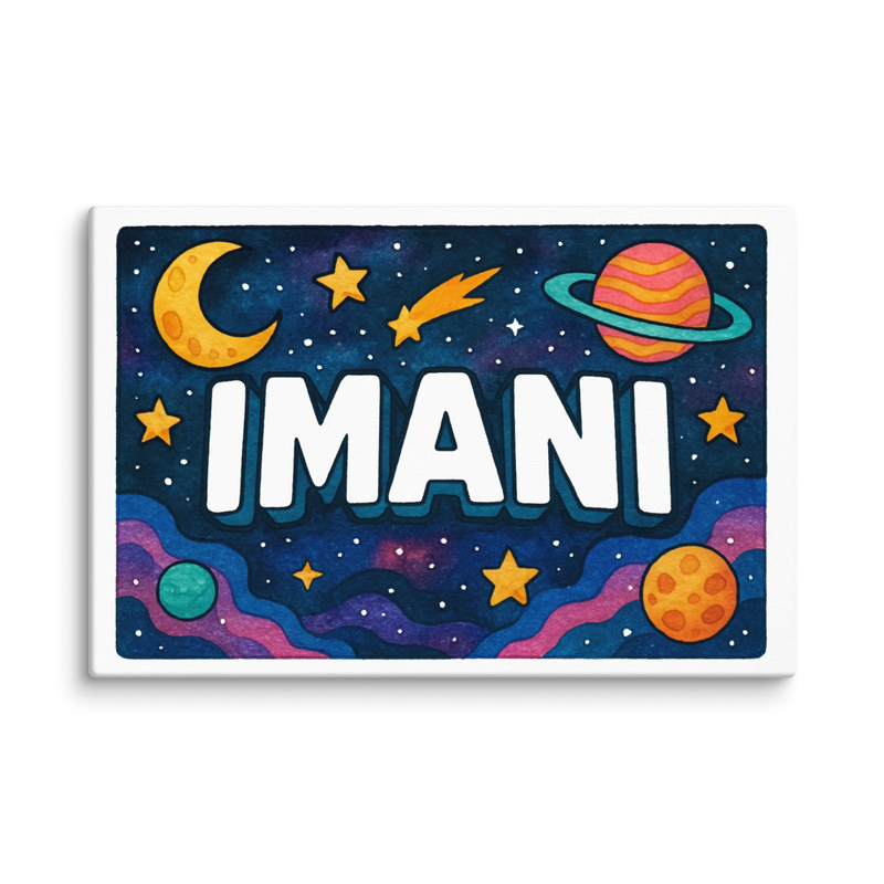 Imani Name Art - Space Explorers personalized wall print for kids