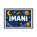 Imani Name Art - Space Explorers personalized wall print for kids
