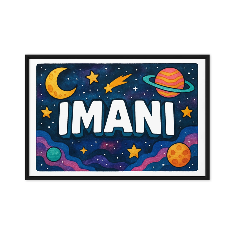 Imani Name Art - Space Explorers personalized wall print for kids