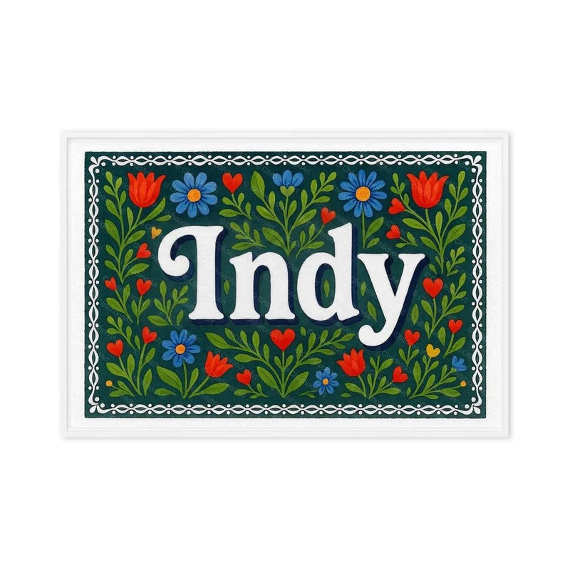 Indy Name Art - Floral Farmhouse personalized wall print for kids
