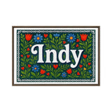 Indy Name Art - Floral Farmhouse personalized wall print for kids