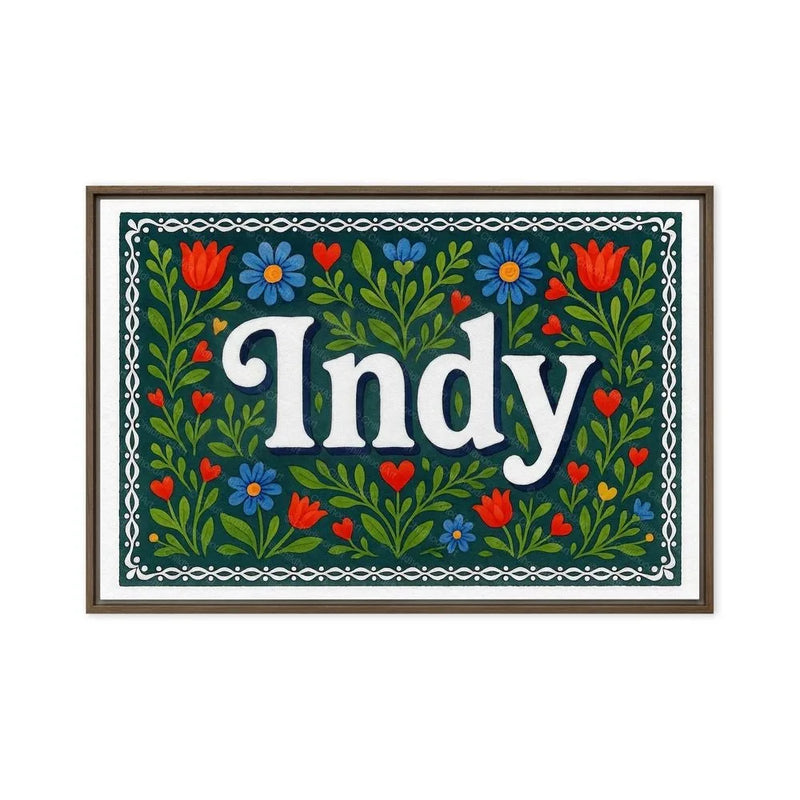 Indy Name Art - Floral Farmhouse personalized wall print for kids
