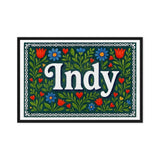 Indy Name Art - Floral Farmhouse personalized wall print for kids