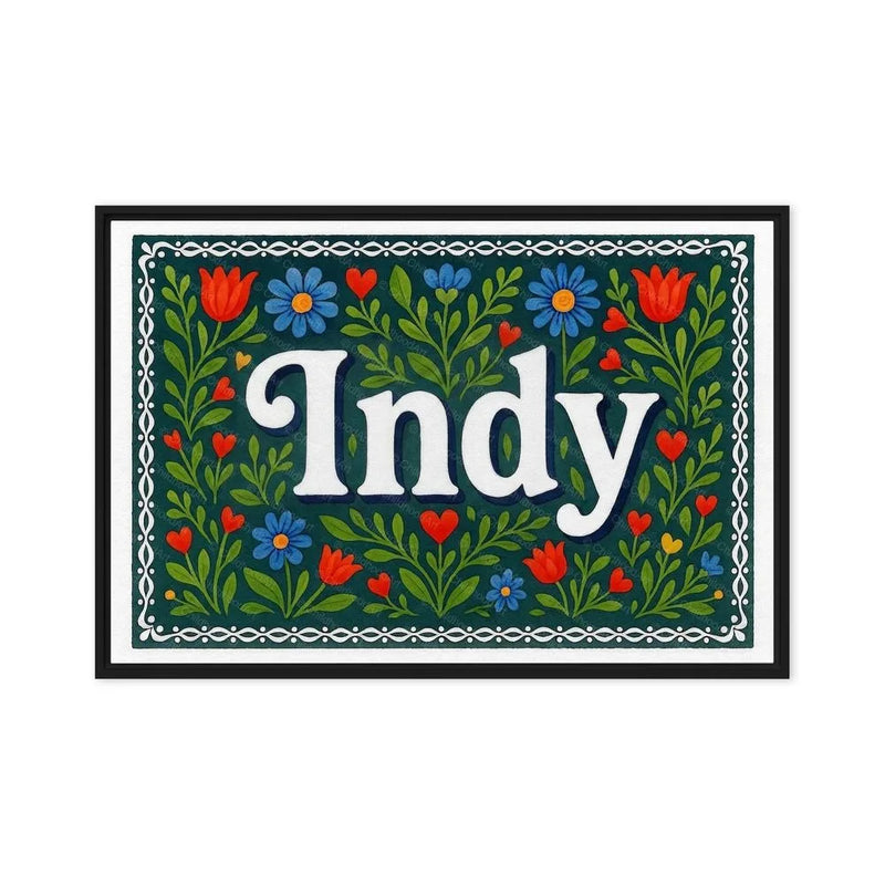 Indy Name Art - Floral Farmhouse personalized wall print for kids