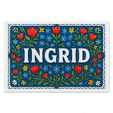 Ingrid Name Art - Floral Farmhouse personalized wall print for kids