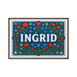 Ingrid Name Art - Floral Farmhouse personalized wall print for kids