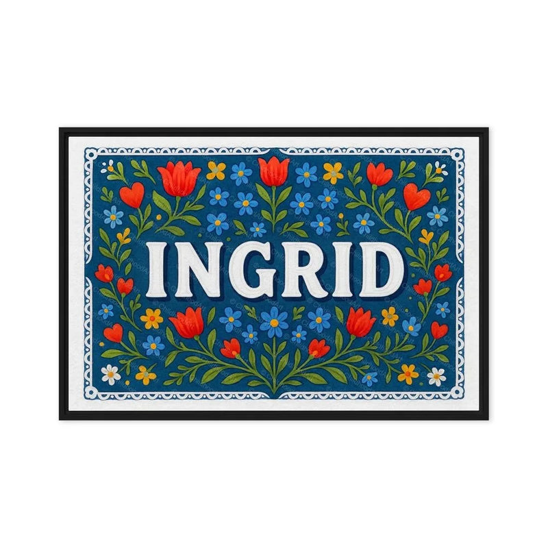 Ingrid Name Art - Floral Farmhouse personalized wall print for kids