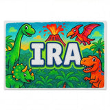 Ira Name Art - Dinosaur Adventure personalized wall print for kids