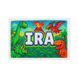 Ira Name Art - Dinosaur Adventure personalized wall print for kids