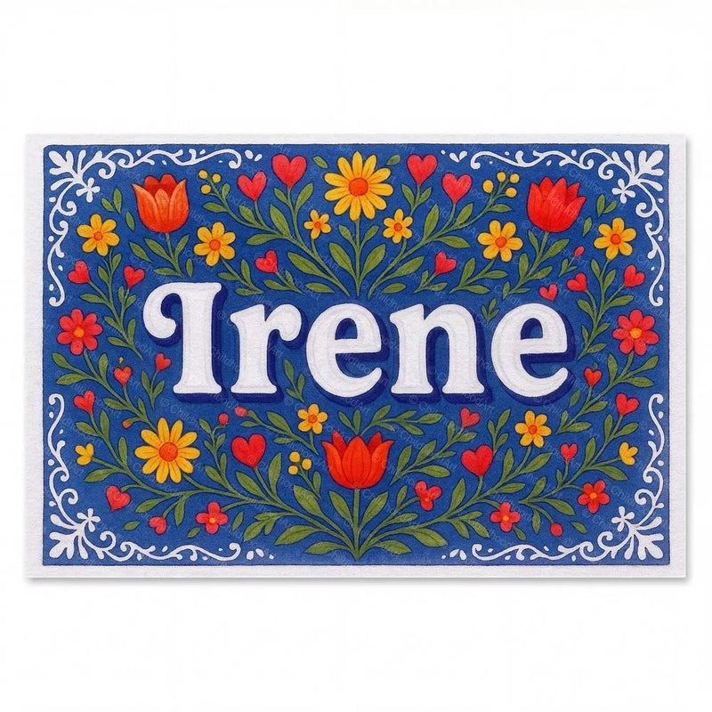 Irene Name Art - Floral Farmhouse personalized wall print for kids