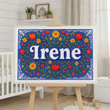 Irene Name Art - Floral Farmhouse personalized wall print for kids