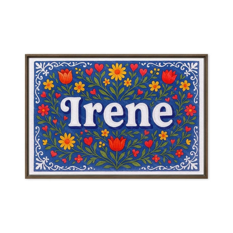 Irene Name Art - Floral Farmhouse personalized wall print for kids