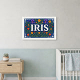 Iris Name Art - Floral Farmhouse personalized wall print for kids