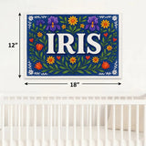 Iris Name Art - Floral Farmhouse personalized wall print for kids