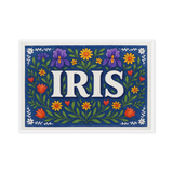 Iris Name Art - Floral Farmhouse personalized wall print for kids