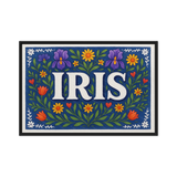 Iris Name Art - Floral Farmhouse personalized wall print for kids