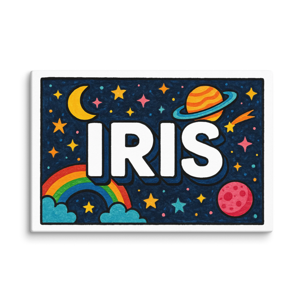 Personalized Iris name art print in the Space explorers style