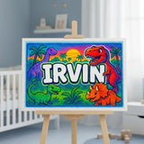 Irvin Name Art - Dinosaur Adventure personalized wall print for kids