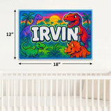 Irvin Name Art - Dinosaur Adventure personalized wall print for kids