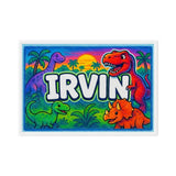 Irvin Name Art - Dinosaur Adventure personalized wall print for kids