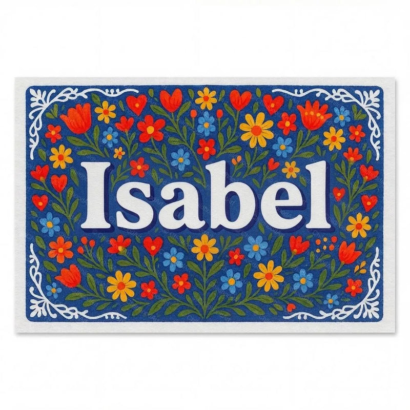 Isabel Name Art - Floral Farmhouse personalized wall print for kids