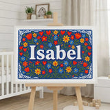 Isabel Name Art - Floral Farmhouse personalized wall print for kids