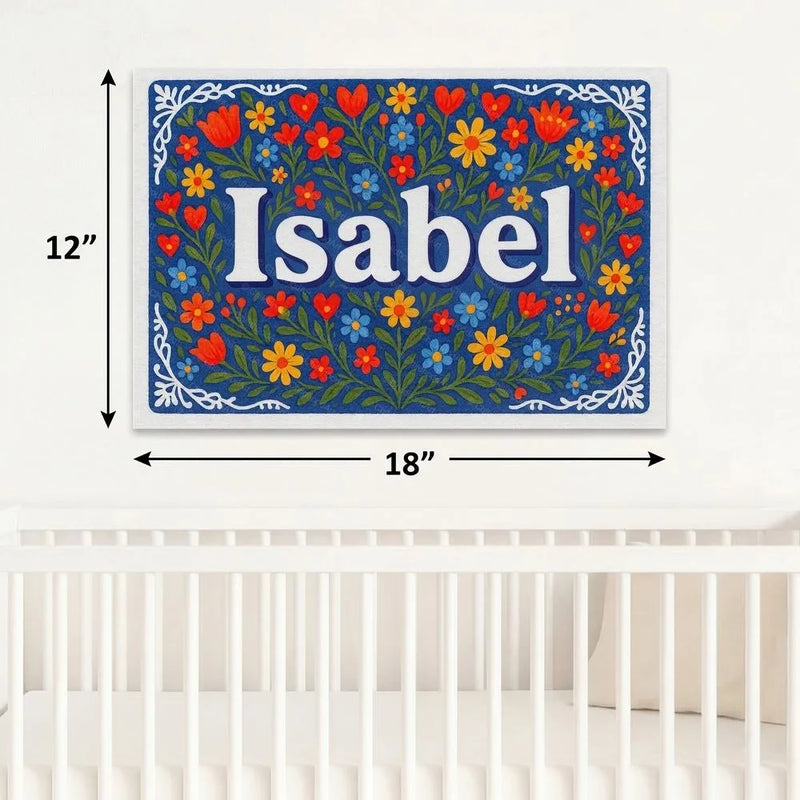 Isabel Name Art - Floral Farmhouse personalized wall print for kids
