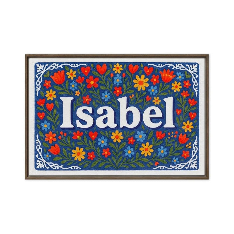Isabel Name Art - Floral Farmhouse personalized wall print for kids