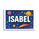 Isabel Name Art - Space Explorers personalized wall print for kids