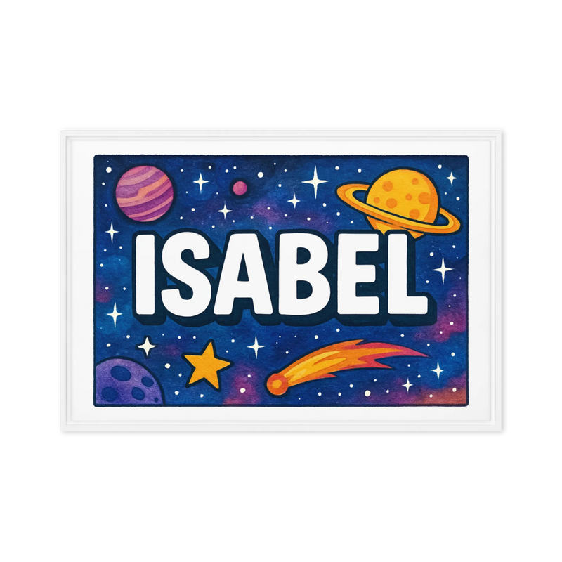 Isabel Name Art - Space Explorers personalized wall print for kids