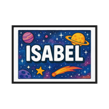 Isabel Name Art - Space Explorers personalized wall print for kids
