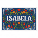Isabela Name Art - Floral Farmhouse personalized wall print for kids