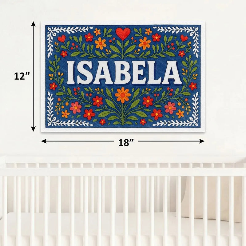 Isabela Name Art - Floral Farmhouse personalized wall print for kids