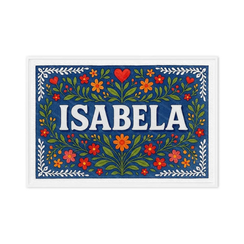 Isabela Name Art - Floral Farmhouse personalized wall print for kids
