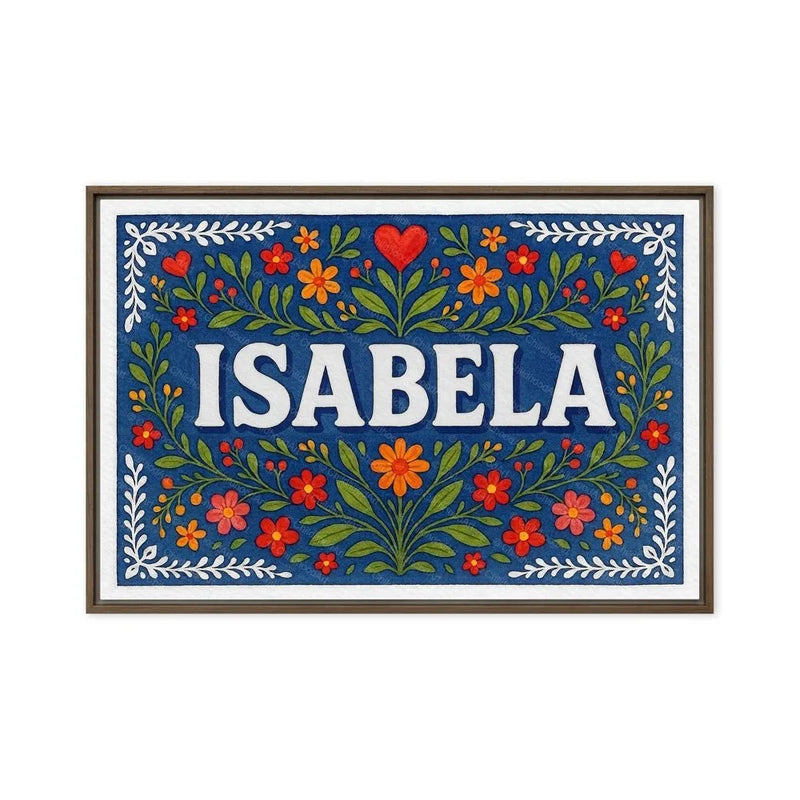 Isabela Name Art - Floral Farmhouse personalized wall print for kids
