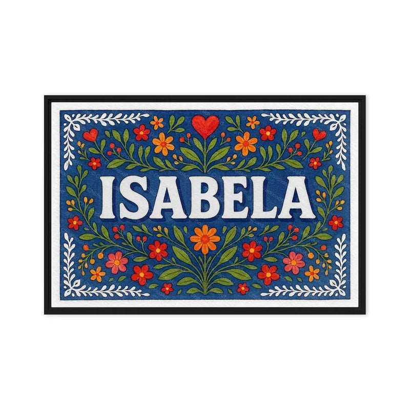 Isabela Name Art - Floral Farmhouse personalized wall print for kids