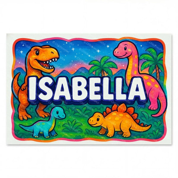 Isabella Personalized Name Art - Dinosaur Adventure