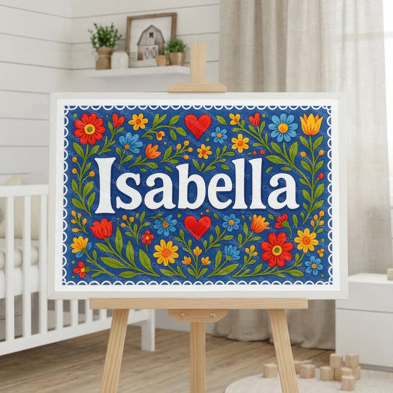 Calm personalized name art for Isabella