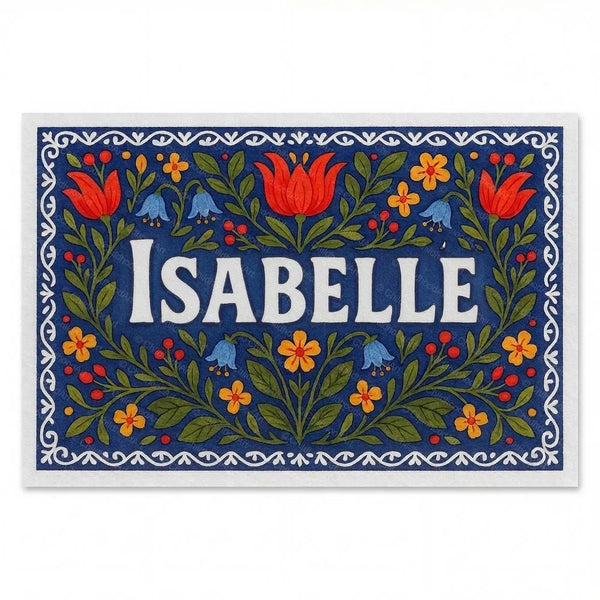 Isabelle Name Art - Floral Farmhouse Personalized Wall Art