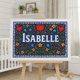 Isabelle Name Art - Floral Farmhouse personalized wall print for kids