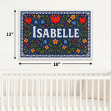 Isabelle Name Art - Floral Farmhouse personalized wall print for kids