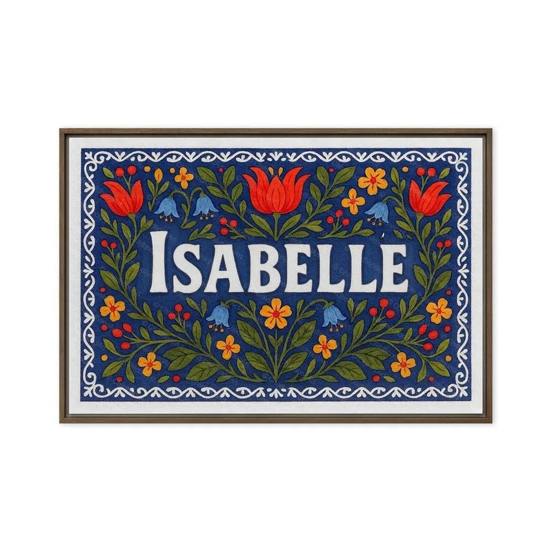 Isabelle Name Art - Floral Farmhouse personalized wall print for kids